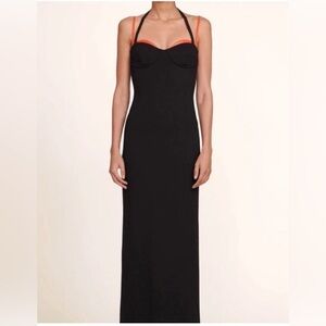 Staud Masonite Open-Back Black Midi Dress Size S